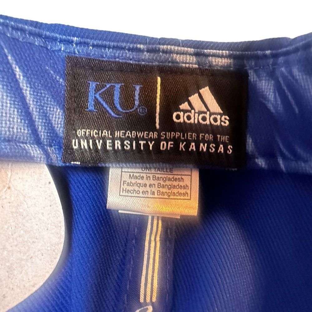 Kansas Jayhawks Adidas Blue Climalite Slouch Adjustable Strap Hat Cap - Picture 6 of 10
